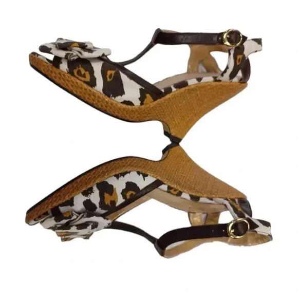 Poetic Licence Behave Yourself  Animal Canvas T Strap Wedge Peep Toe Size 39.5 - Picture 7 of 10